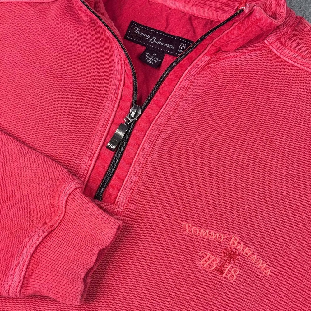Tommy Bahama TB18 Sweater Mens M Red 1/4 Zip‎ Pullover Performance Stretch Golf